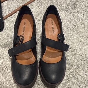 Lucky Brand Women's Black Strap Flats